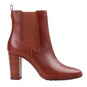 LAUREN RALPH LAUREN MYLAH BURNISHED LEATHER BOOTIE